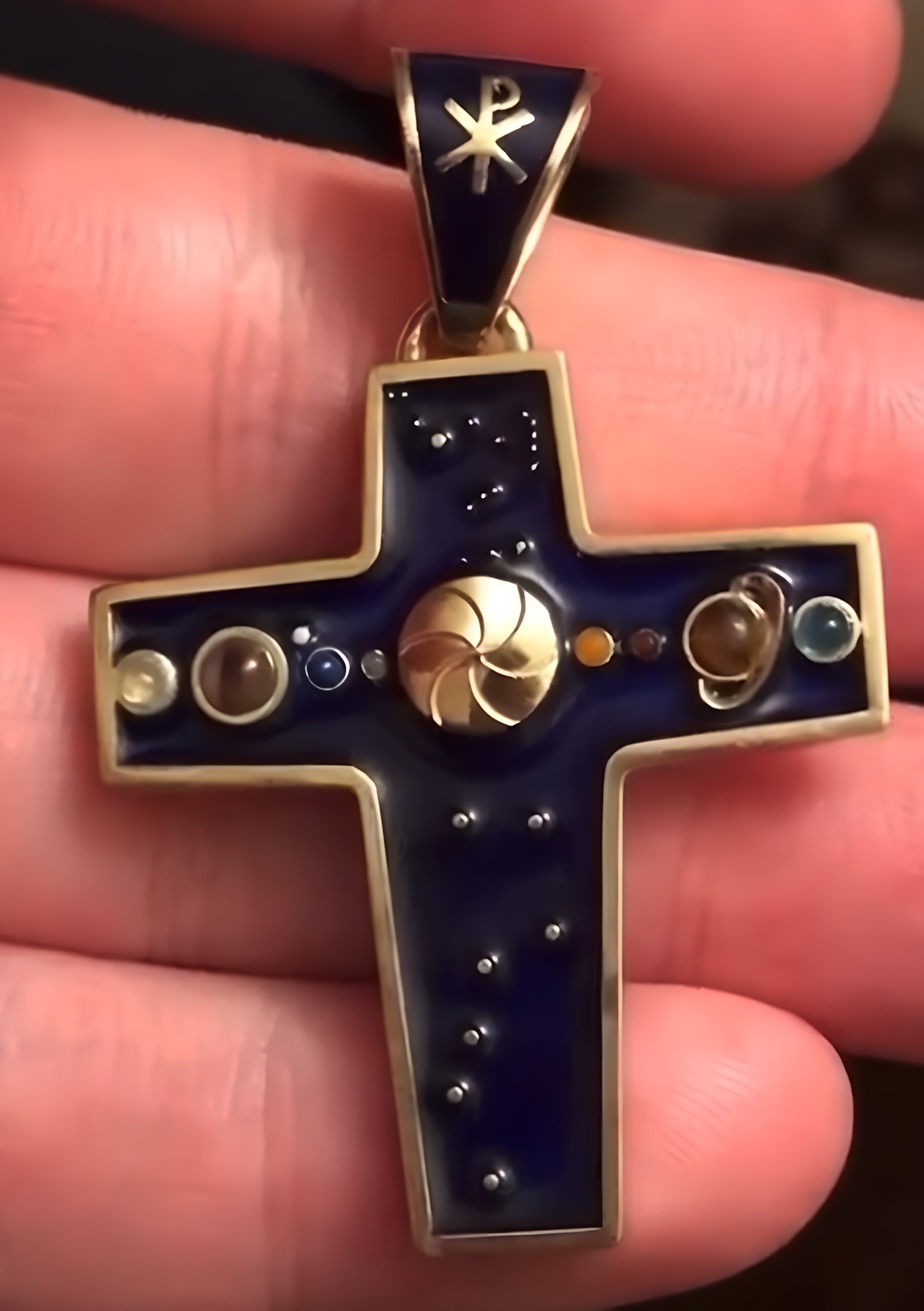 Actual manufactured Chi Rho Cross jewelry